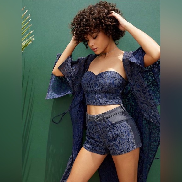 Guess Tops - GUESS Dark Blue and Black Lace set bustier and short